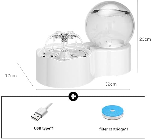Miniatura 6 de Dispensador de agua y alimentos para gatos, alimentador automático 2 en 1, fuente de agua, juego de cuencos de comida de 78 oz2.3 L, dispensador
