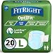 FitRight Ultra Adult Diapers, Disposable Incontinence Briefs with Tabs, Heavy Absorbency, Large, 48"-58" (Pack of 20)