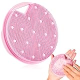 XCRUCC Silicone Body Scrubber Anti Zinc Infused Silicone Loofah，Silicone Shower Scrubber with Stiff & Soft Bristles，Unblock Blood Circulation or Lymphatic Drainage - Pink