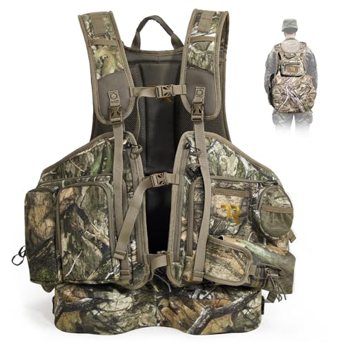 TR Turkey Vest for Hunting with Seat, Turkey Hunting Vest with Game Pouch, for Men Women Camo