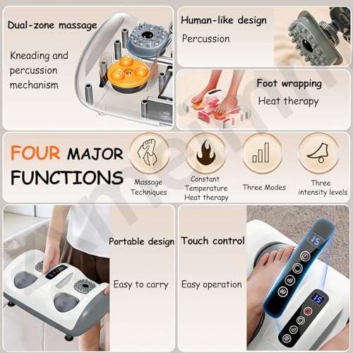 Masajeador Profundo para Pies y Pantorrillas con Calentamiento - 3 Modos Personalizables, Rodillos Shiatsu y Vibración para Recuperación Muscular para Papá/Mamá miniatura 4