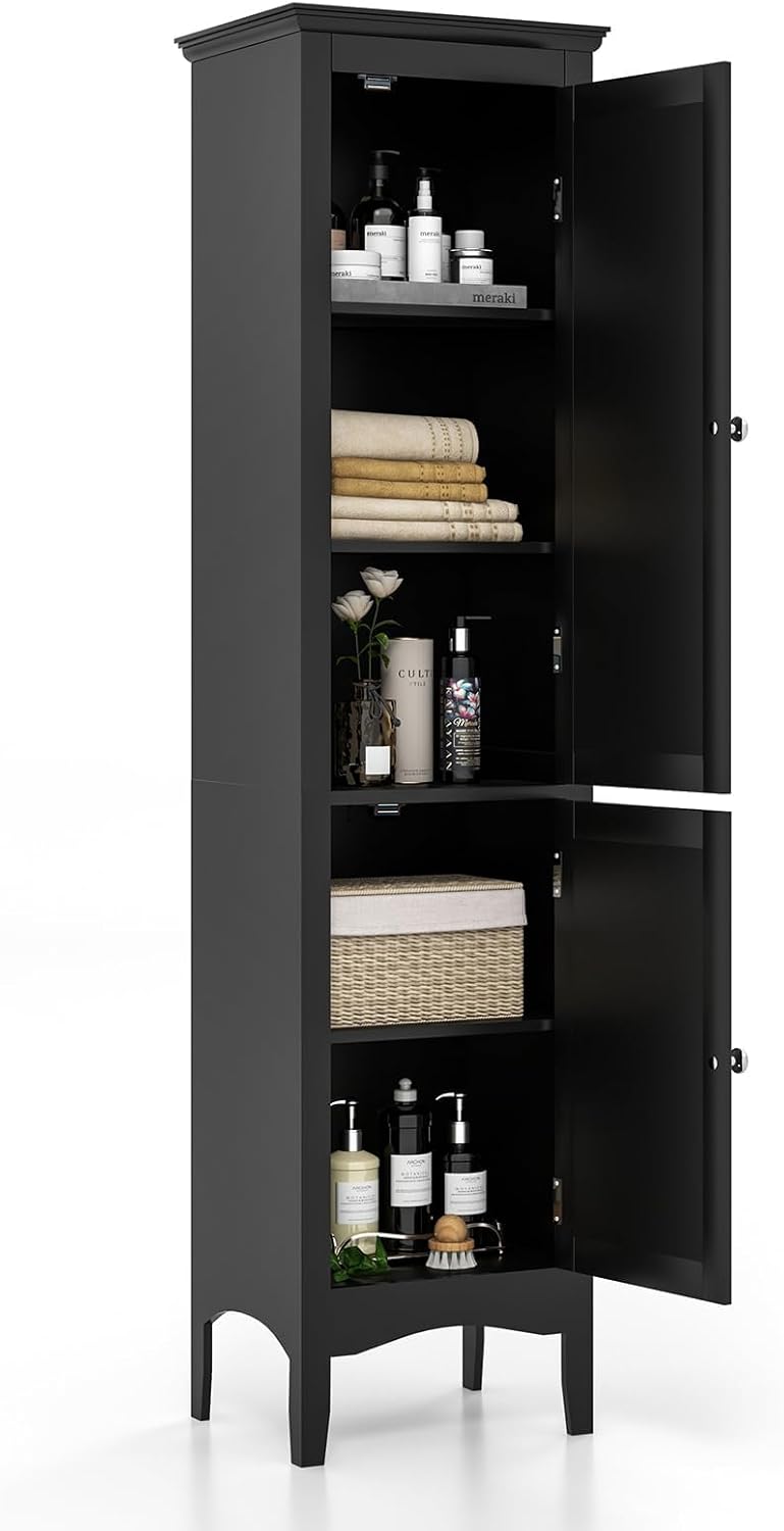 Amazon.com: Tangkula Bathroom Storage Cabinet, 63" Freestanding Tall ...