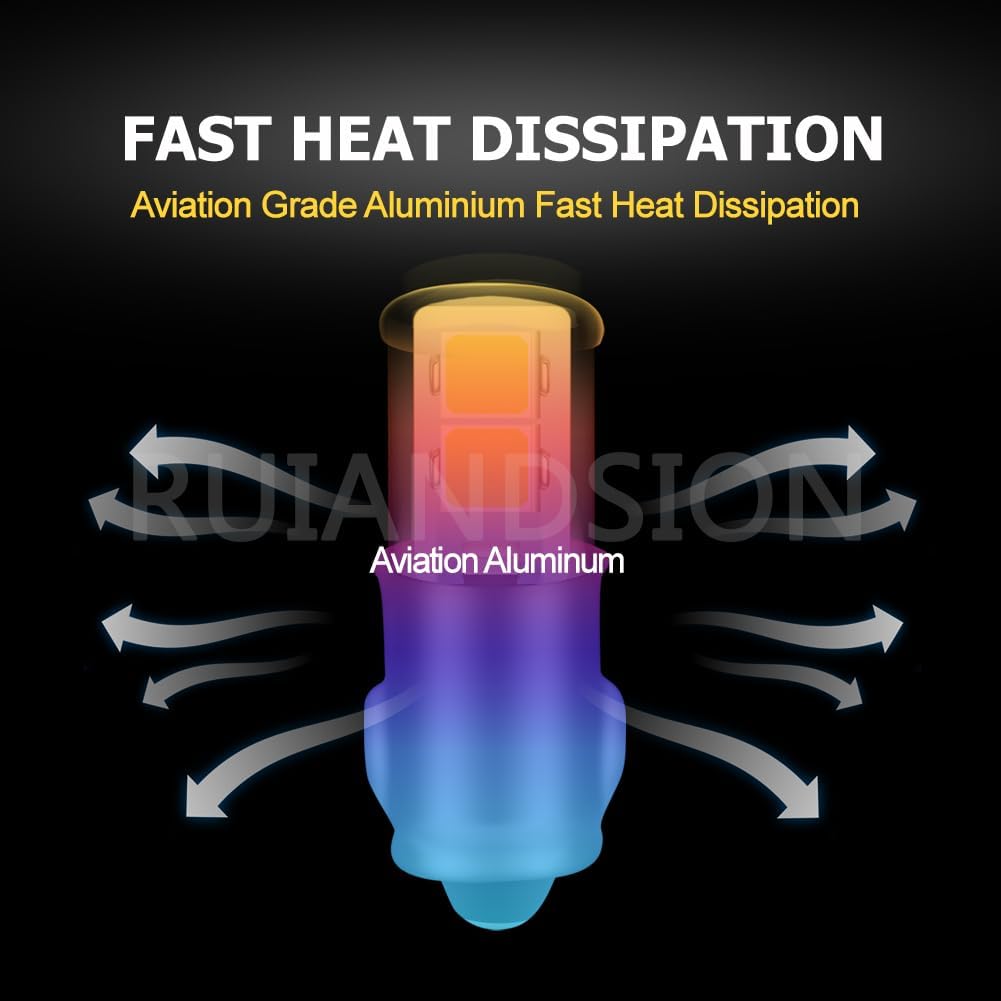 Ruiandsion 10pcs BA7S LED Bulbs White DC 6V, 3898 2835 4-SMD, Gauge Cluster, Instrument Panel, Car Dashboard