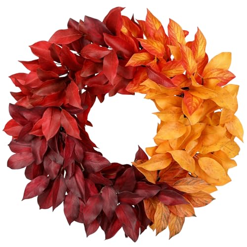 23 lnch Artificial Fall Wreath for Front Door, Large Autumn