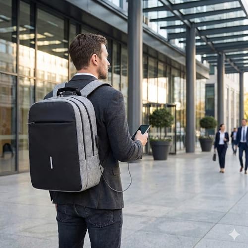 Image of TECHYBEE 45 L Expandable Travel Backpack - Flight Approved Carry On Weekender Bag with 16-Inch Laptop Compartment - Anti-Theft Large Business & College Daypack (Black)