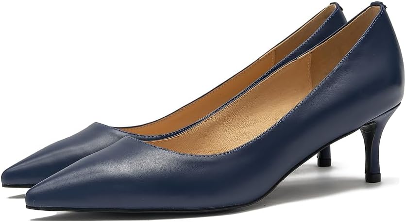 ONEENO Women's Dress Low Heel Leather Pump