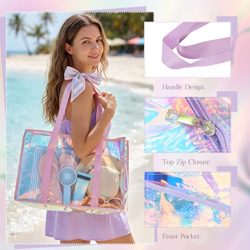 Juego de 2 Bolsas de Playa Holográficas y Transparente para Mujer miniatura 2