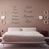 Love Live Laugh Dream Believe Imagine Faith Courage Hope Happiness Quotes Wall Decal for Home Decor