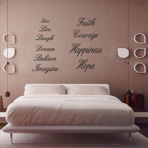 Love Live Laugh Dream Believe Imagine Faith Courage Hope Happiness Quotes Wall Decal For Home Decor Stairs Vinyl Wall Sticker #TOP4