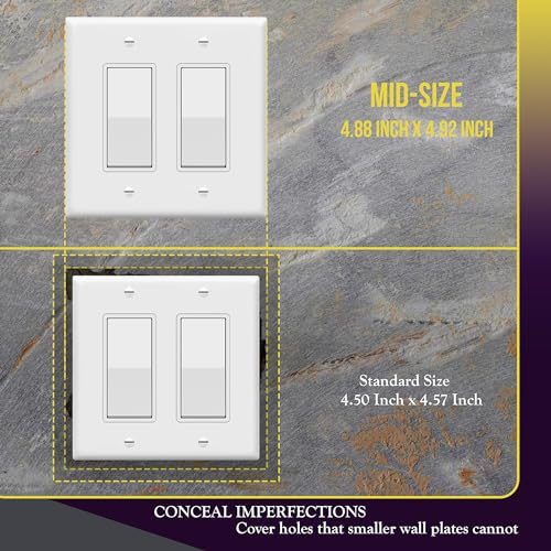 Image of ENERLITES 2-Gang White Mid-Size Decorator Switch Outlet Wall Plate Cover