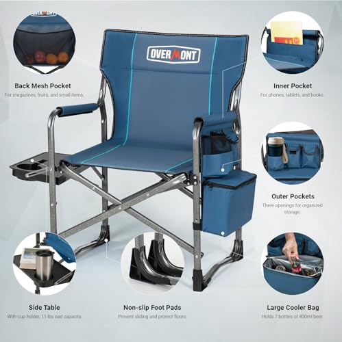 Overmont 2-Pack Portable Folding Camping Chairs with Side Tables, Each Supports 400 lbs - Image 9