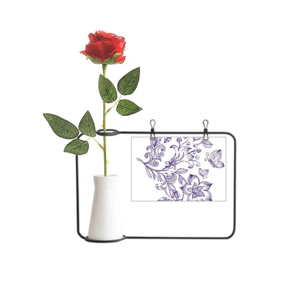 Beauty Gift Lila decorativo clásico patrón artificial rosa flor colgante jarrones decoración botella