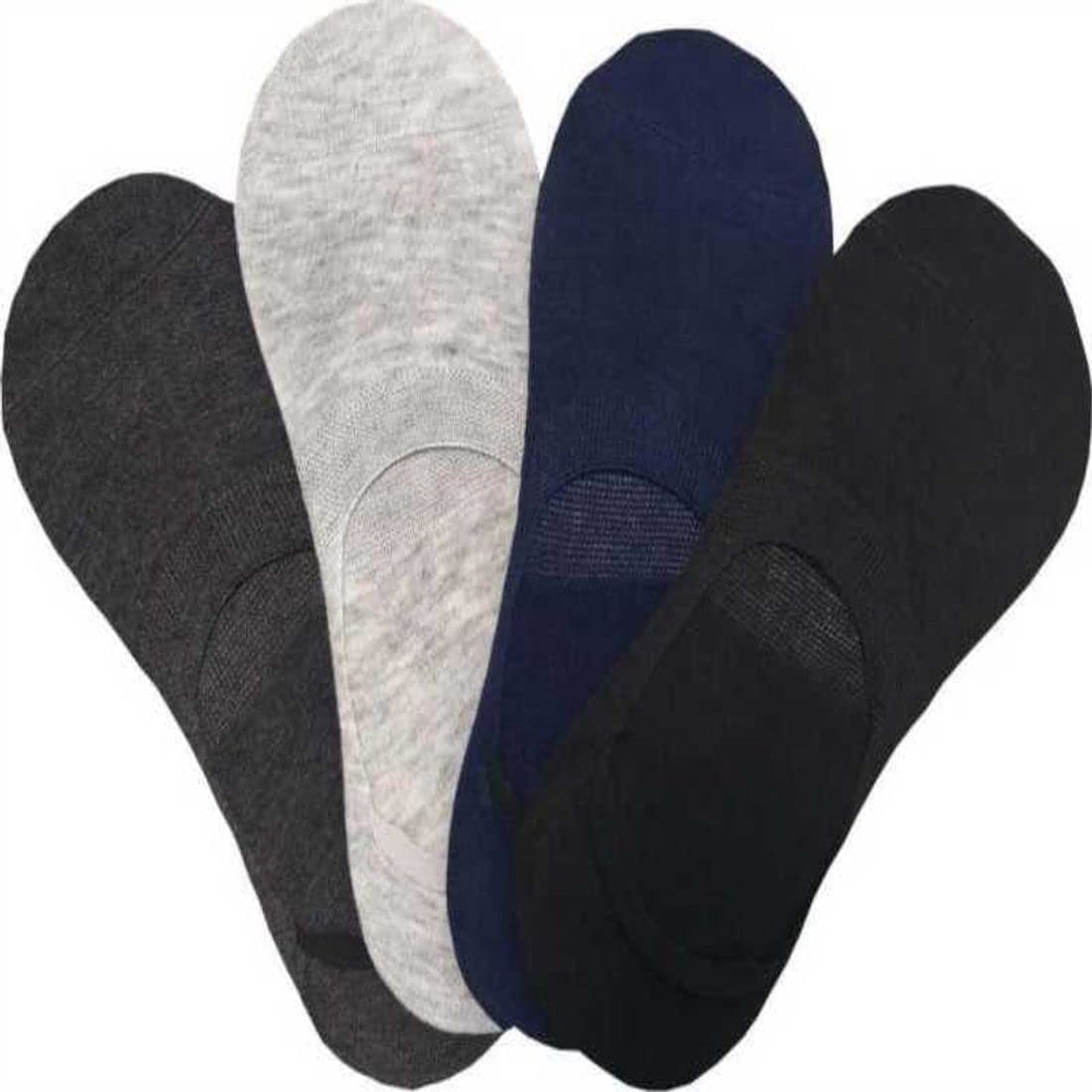 AtipriyaAtipriya Cotton Loafer No Show Socks with Anti Skit/slip Silicon (Assorted Color, Free size) (Pack of 4)