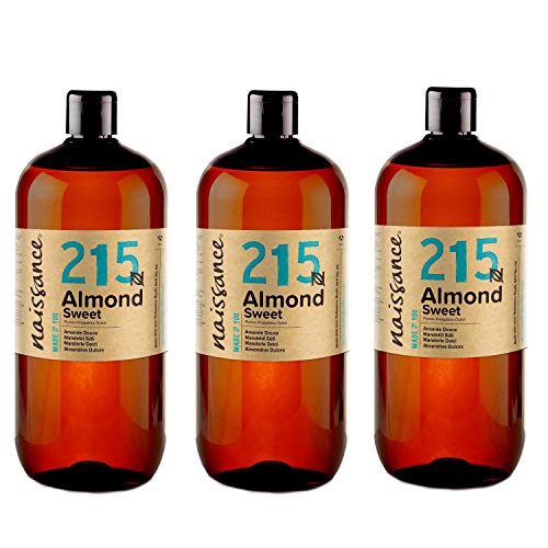Naissance Sweet Almond Oil (no. 215) 1 Litre (Pack of 3) - Natural, Cruelty Free, Vegan, No GMO