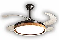 Disoma Ventilador de Teto Retrátil Ébano Preto Madeira 78W LED Multicolor Silencioso com Controle Remoto, Timer, Certificado pelo INMETRO