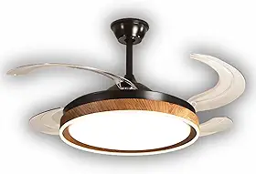 Disoma Ventilador de Teto Retrátil Ébano Preto Madeira 78W LED Multicolor Silencioso com Controle Remoto, Timer, Certificado pelo INMETRO