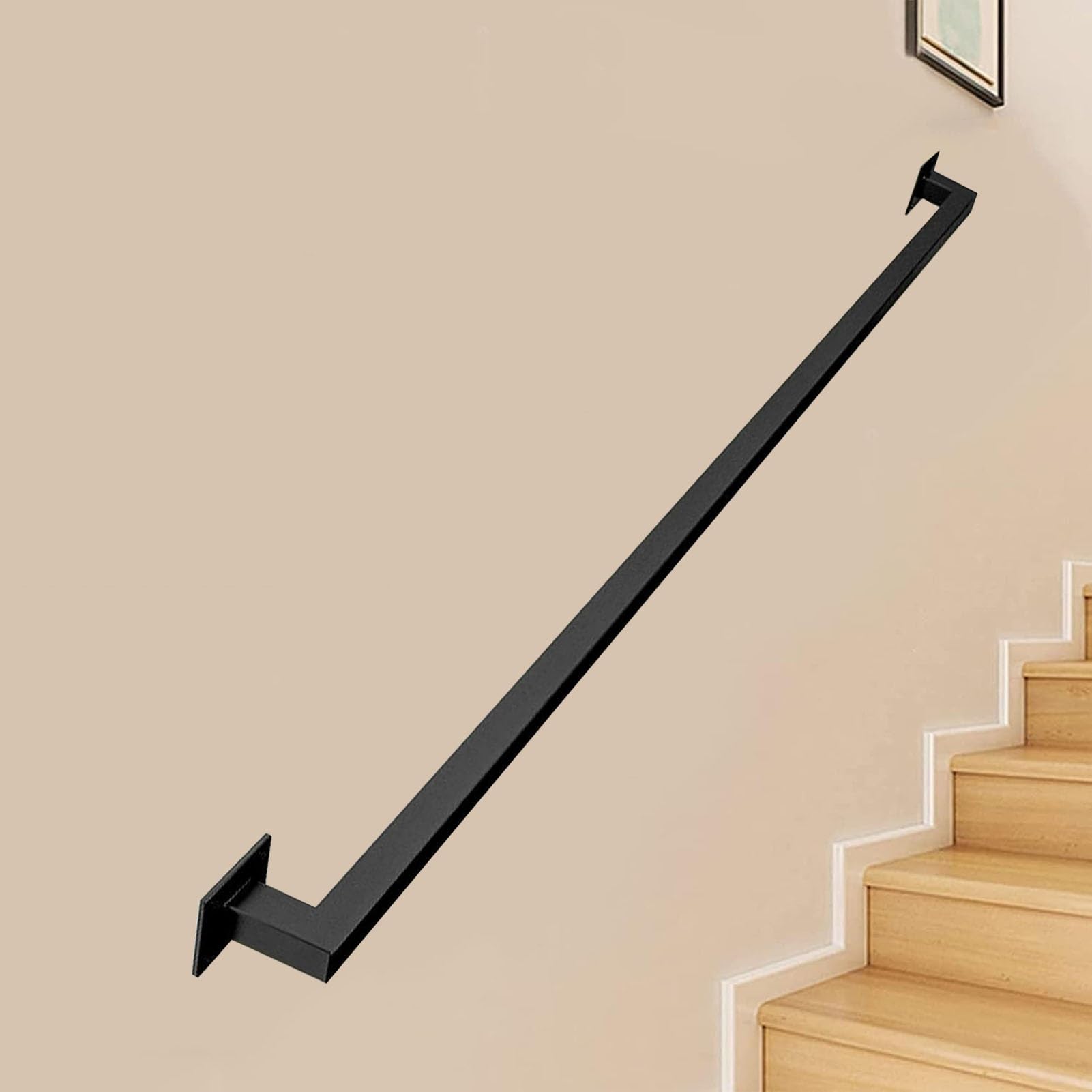 Barre d'appui pour escalier en métal noir 480cm ultra résistante