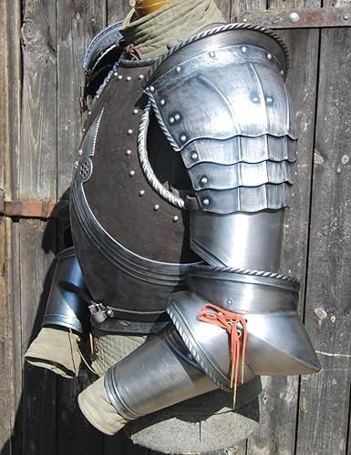 Medieval Steel Cuirass Chest Armor with Pauldrons & Arm Guards Handmade Knight Torso Armor for LARP, Cosplay & Reenactment
