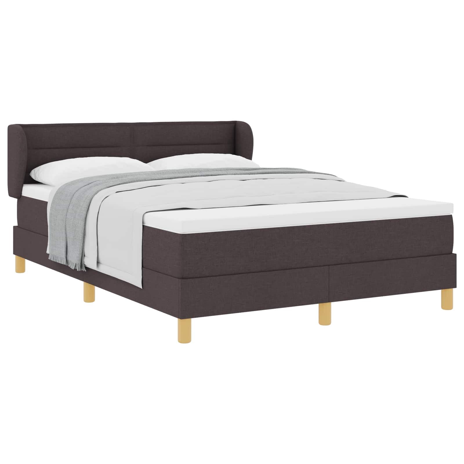 Lit à Ressorts avec Matelas Marron foncé 140 x 190 cm Tissu,Lits & Cadres de lit,60.18kg-3340146