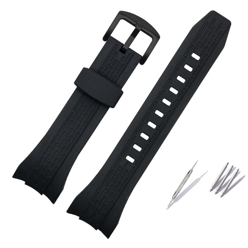 Bracelet silicone noir 26 mm souple et durable pour montre sport