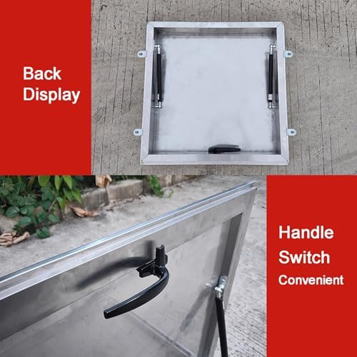 Stainless Steel Roof Hatch - Skylight Access Lid with Lock, Attic Opening Door & Manhole Cover for Roof Maintenance (65x65 cm / 25.6x25.6 in)