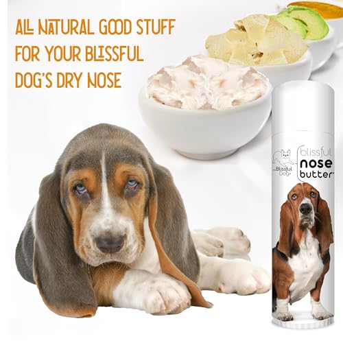 Image of The Blissful Dog Basset Hound Nose Butter for Dry, Cracked Skin, Lick-Safe Dog Nose Balm with Moisturizing Shea Butter, Almond, Olive, and Essential Oils, Pet Supplies, Uncented, 0.50 oz.