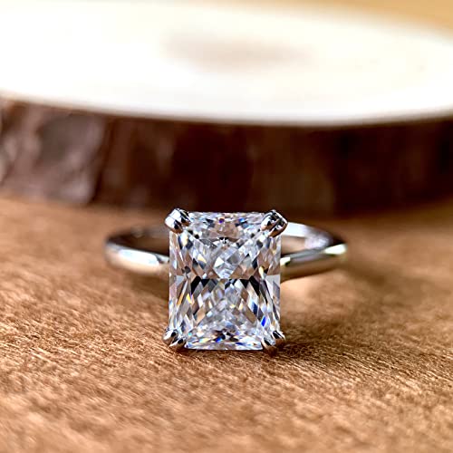 Cgsring 8X10Mm 4 Carat D Color Vvs1 Radiant Cut Solitaire Moissanite Rings Moissanite Engagement Ring Size 4-12 (4.5) #TOP2