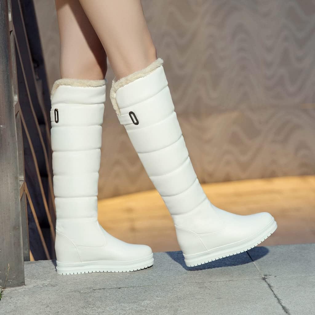 KRIDDR Women's Winter Snow Boots Water-Resistant Anti-Slip Plush Lined Frosty Cold Weather Warm Knee High Tall Snow Boots