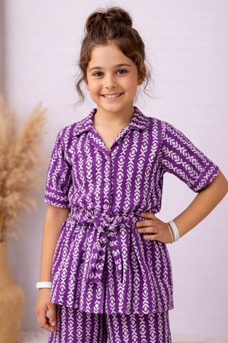 Image of Fashion Dream Girl's Cotton Blend Printed Co-ord Set|Clothing Set|Combo Set|Casual Wear|Coordinate Outfit for Girls|Two-Piece Set