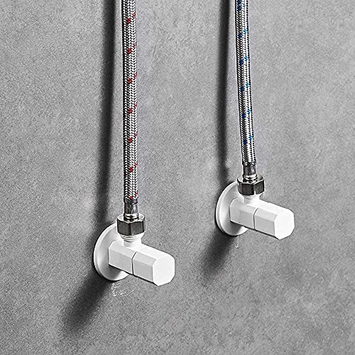 ZLCO Rubinetti,Bianco Nordic Tutto Bronzo Calore Freddo Addensare Valvola Triangolare Valvola di Arresto Acqua Bacino Vaso di Verdure Toilette G1/2 Rubinetto Valvola ad Angolo/2 Pezzi Present