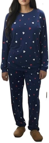 Womens Navy Heart Pj Set
