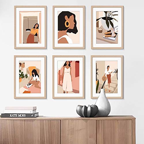 ArtbyHannah 6 Pack 12 x16 Framed Wall Art Minimalist Line Wall Art Decor Modern Abstract Woman\'s Body Shape Picture Frame Collage Set Aesthetic Art Posters Print Artwork for Home Bedroom Decoration - Thumbnail 4