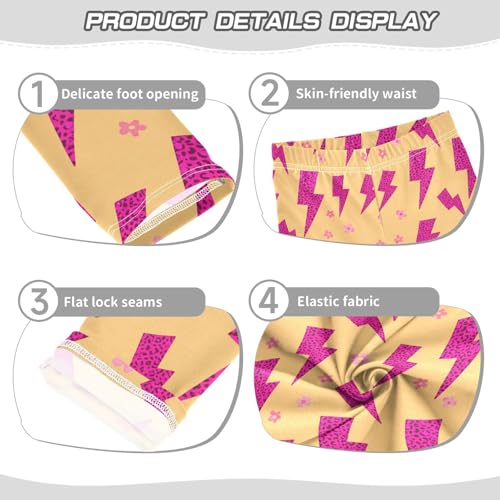 Girls Leggings Size 4T Lightning Flowers Yellow Stretchy Tights Girl Clothes Comfortable Pants for Workout School3