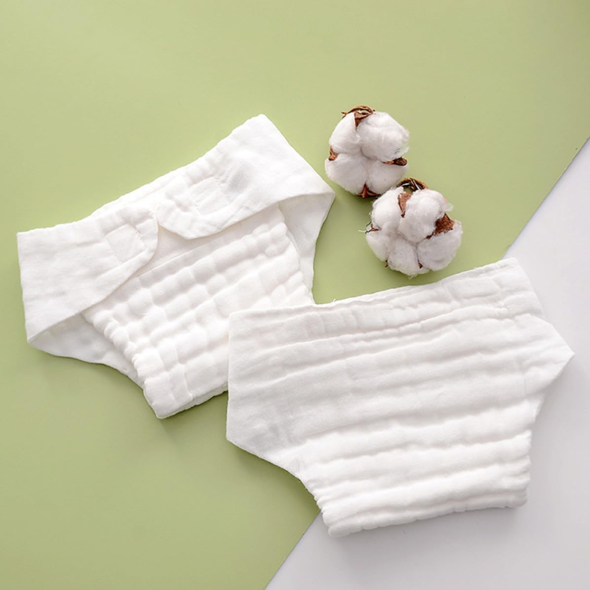 5pcs White Cotton Cloth Diaper Inserts, Reusable and Maintains Shape, Soft and Breathable Diaper Liners for Sleep and Traveling