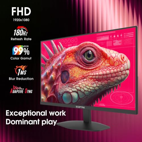 Image of New! Sceptre 27-inch Prime Gaming Monitor DisplayPort x2 180Hz HDMI x2 180Hz Build-in Speakers, Machine Black 2027 (E275B-FW180T Series)