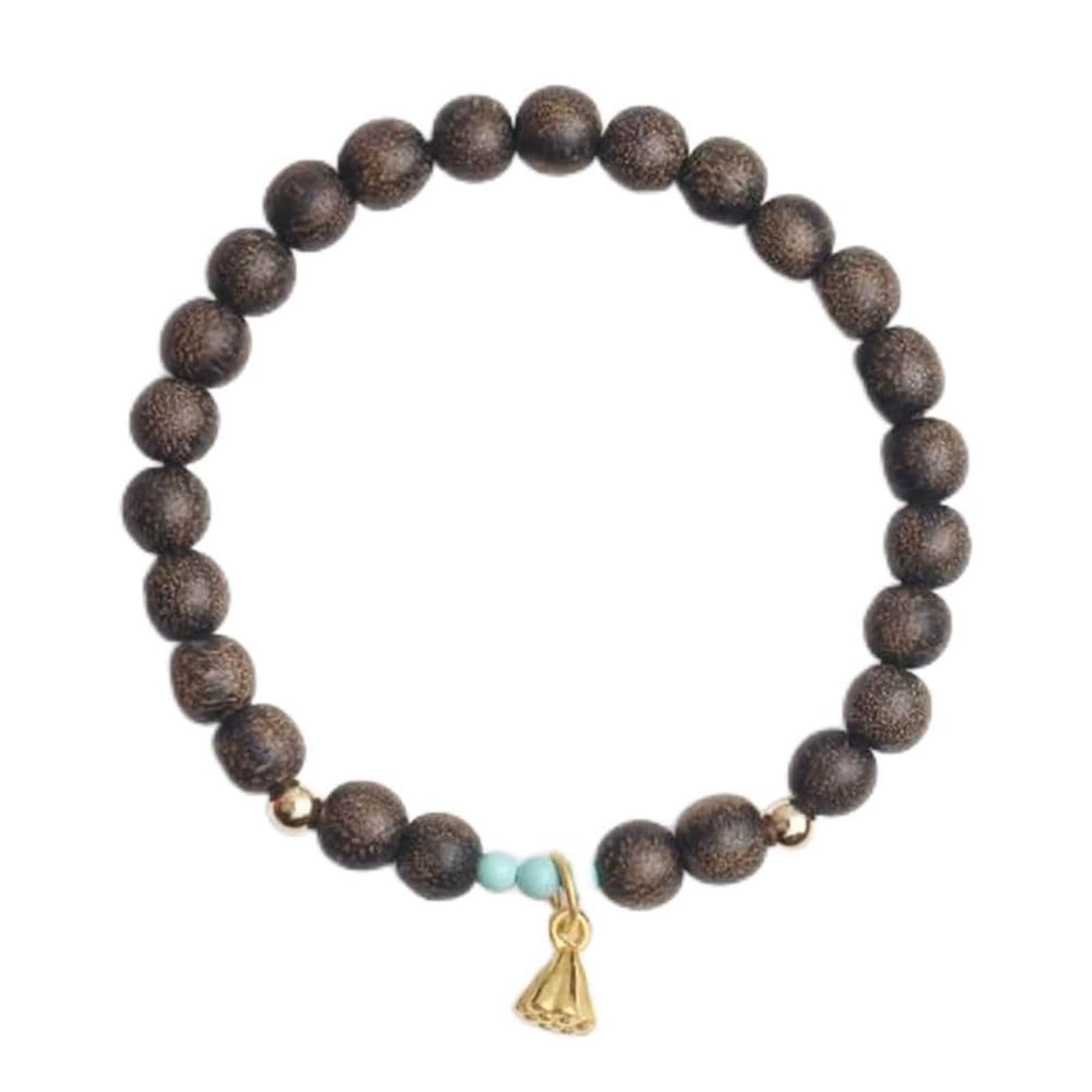 Natürliches vietnamesisches Agarholz-Mala-Armband für Yoga und Meditation, handgefertigte Buddha-Perlen mit Edelsteinen, 6,5 mm Gebetsarmband für Frieden und Gesundheit