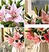 Flor Artificial Lirio, GKONG Pack de 4 Ramos Realista Flores Ramos de...