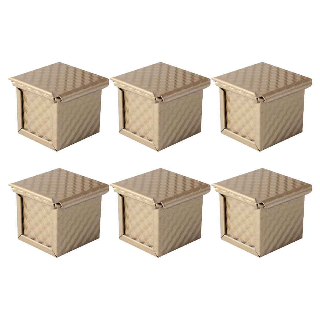 Molde para pan tostado con tapa, fácil de limpiar, 6 uds., versátil, resistente al calor, aleación de aluminio, molde para hornear pan con tapa