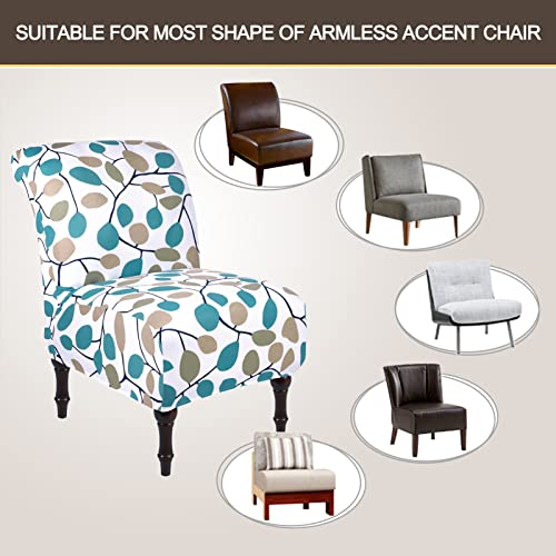 Searchi Armless Accent Chair Covers Stretch Spandex Slipper Chair Slipcover Pattern Furniture Protector, Chair Cover Without Arms Removable Washable For Living Room Hotel(Twig Leaves) #TOP3