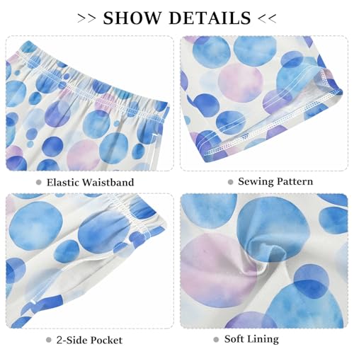 Blue and Purple Bubbles Pattern Pajama Shorts Summer Lounge Pajama Bottoms Elastic Waist Pjs Pants for 6-14 Years3