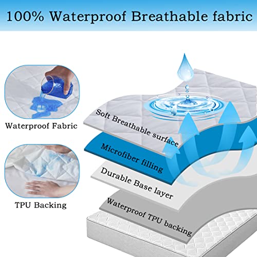 Waterproof Mattress Protector,Cooling Breathable Fluffy Soft Mattress Pad,Washable Mattress Protector,Noiseless Mattress Cover,Bed Cover Waterproof,Deep Pocket Mattress Protector #TOP1
