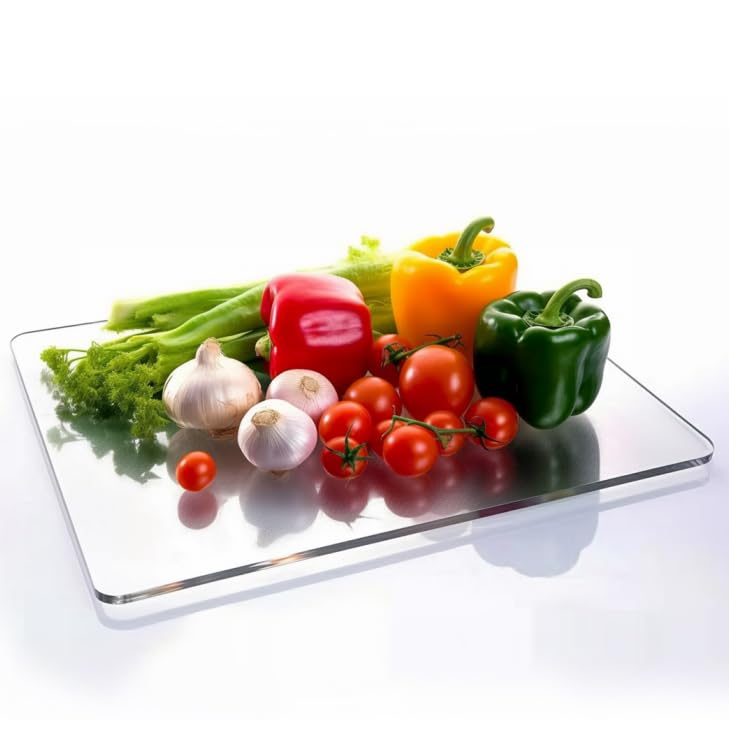Hoolerry Large 16x20 Inch Glass Cutting Board - Tempered, Clear, Dishwasher Safe With Silicone Feet