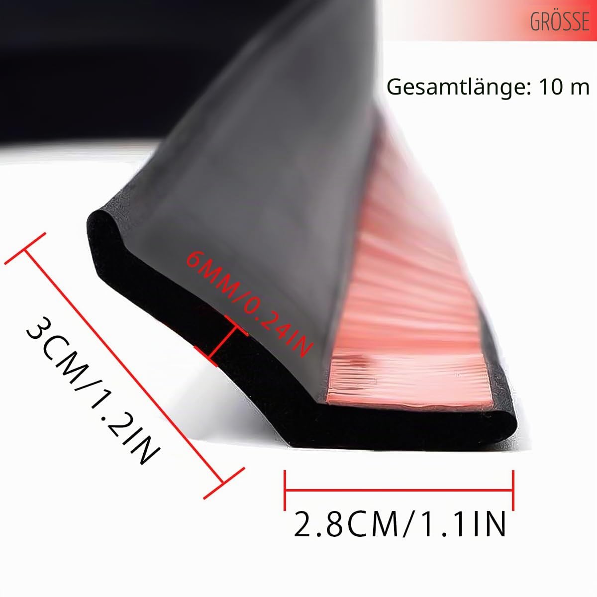 Isolierung für Garagentor, 10 m, Dichtung für Garagentor, Dichtungsprofil aus Gummi, Universal, mit Nägeln