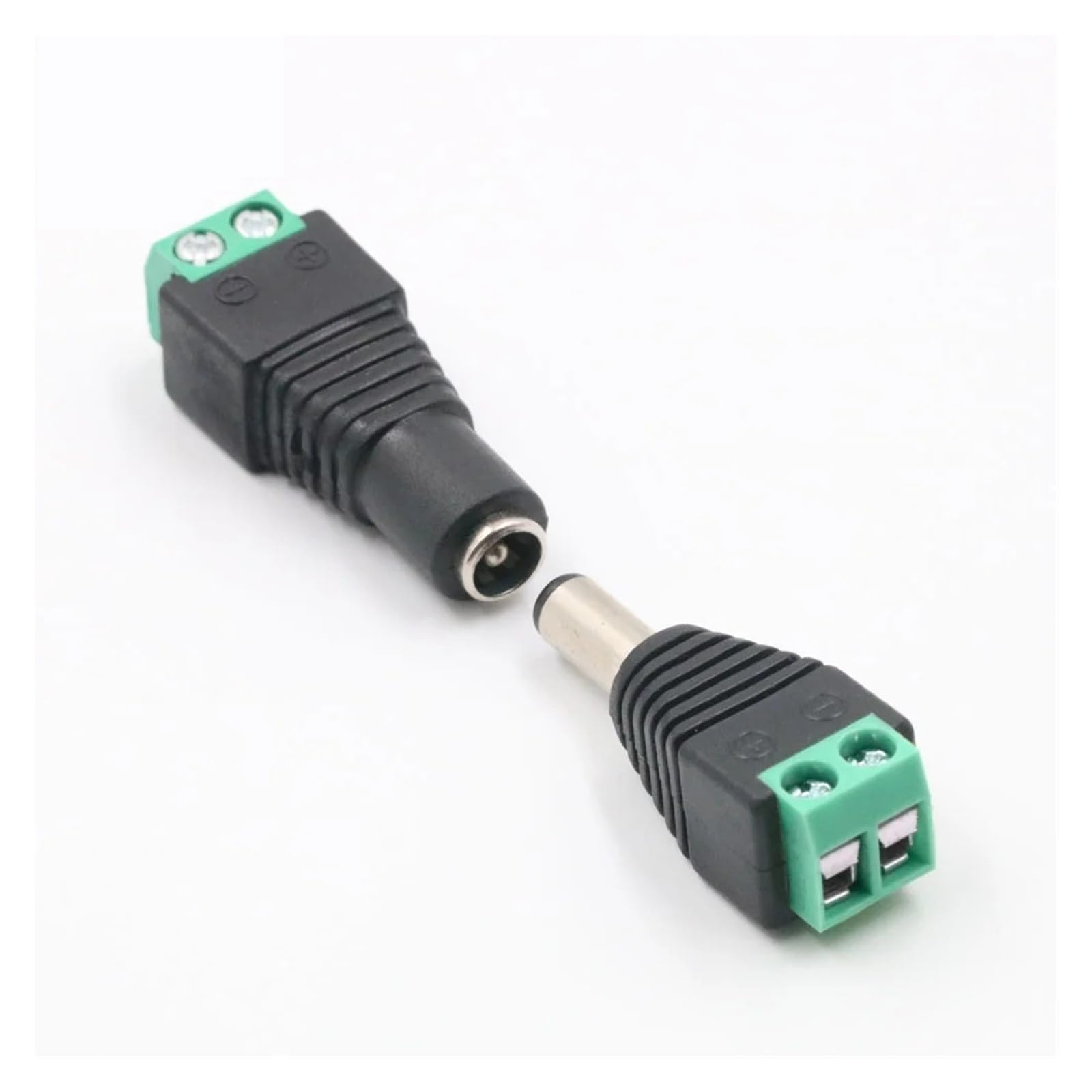 DC Terminal Connector 2-pinowy adapter zasilania 5,5 x 2,1/2,5 mm męski na żeński do taśmy LED CCTV (Male,10 szt., 5,5 x 2,1 mm)