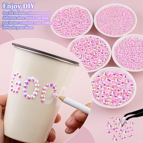 Image of 25000Pcs Resin Rhinestones for Crafting, Light Pink AB 2-6mm Mixed Sizes Non Hotfix Flatback Gems with 1Pcs Glue, Bedazzling Crystal for DIY Craft Clothing Mugs Tumblers Shoes Fabric Decor Nail Art