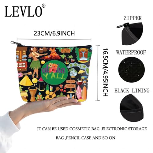 LEVLO Aloha Hawaii Holiday Cosmetic Make Up Bag Hawaii Travel Gift Hawaii Beach Guitar Zipper Pouch Bag Aloha Hawaiian Party Gift - Image 2