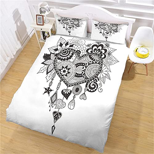 Housse de Couette 140x200 cm Attrapeur de rêves, Parure de Lit Simple en Microfibre, Set de Housse de Couette avec 1 Taies d'oreiller 65x65 cm ( avec Fermeture éclair ) Cover