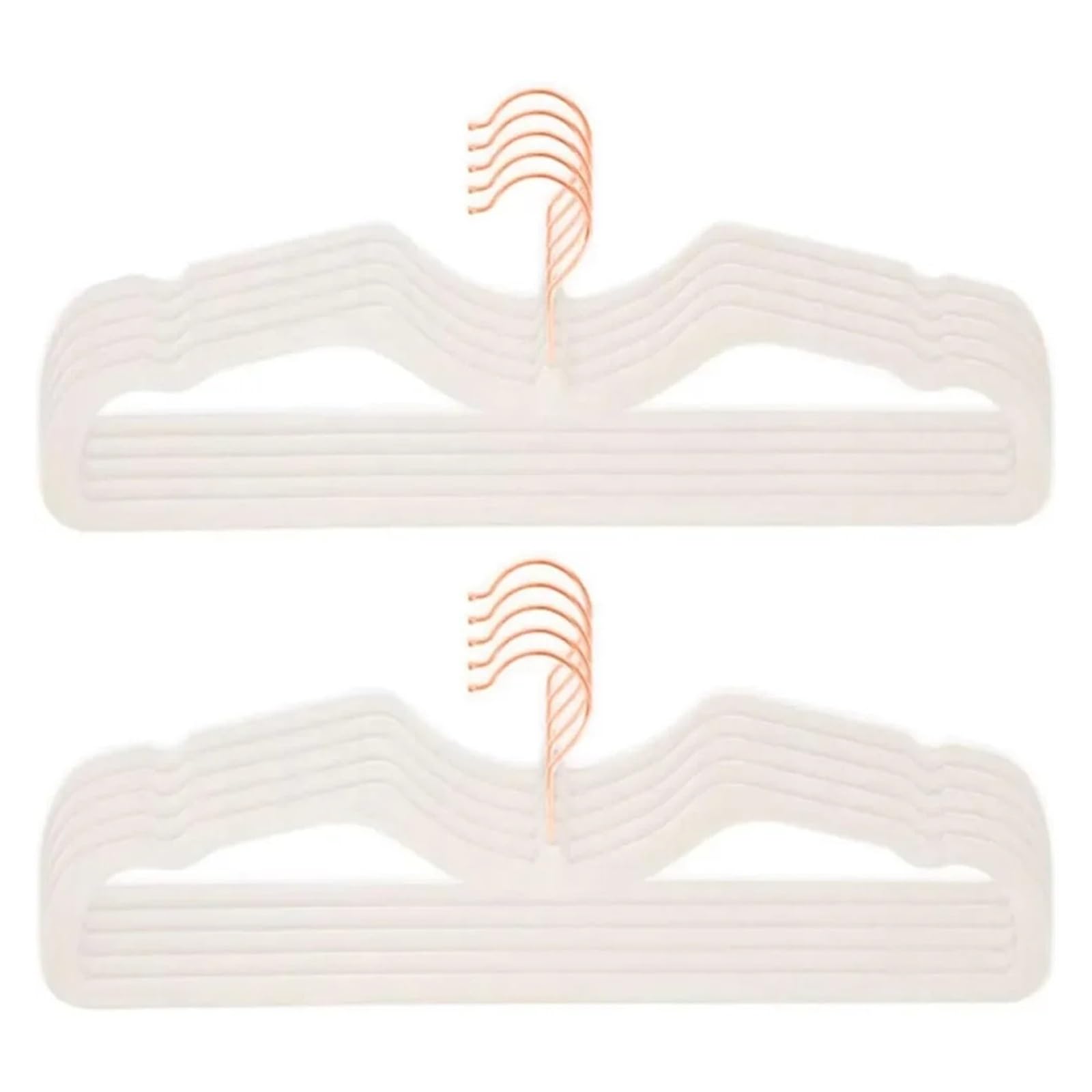 Velvet Hangers Velvet Hangers 10Pack, Short Neck Hanger, 360 Swivel Hook, Non-Slip Felt(10pcs-White gold)