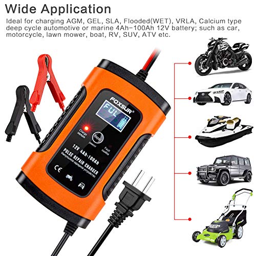 Haibro 12V 5A Battery Trickle Charger Maintainer,Smart/Quick Chargers for Automotive,Car,Motorcycle,Boat,Lawn Mower,Snowmobile,SUV,ATV - Rescue SLA AGM Gel Cell Lead Acid Batteries,Pulse Repair by Haibro - Image 3