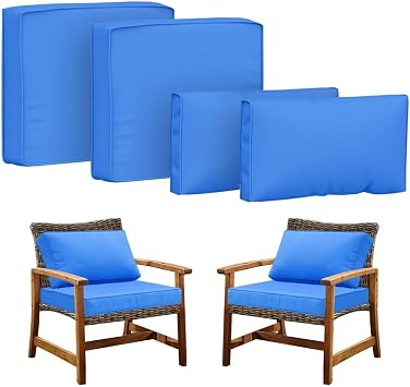 Covers for 4Pcs Patio Cushion 24.8X24.8x3.5inch Outdoor Furniture Cushion Slipcovers Replacement with Zipper Seat and Backrest Cover for Garden and Backyard Blue, 24.8X24.8x3.5inch4Pack